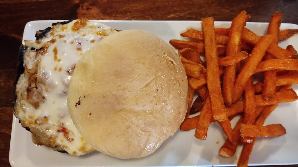 Portabella Mushroom Sandwich with Sweet Potato Fries